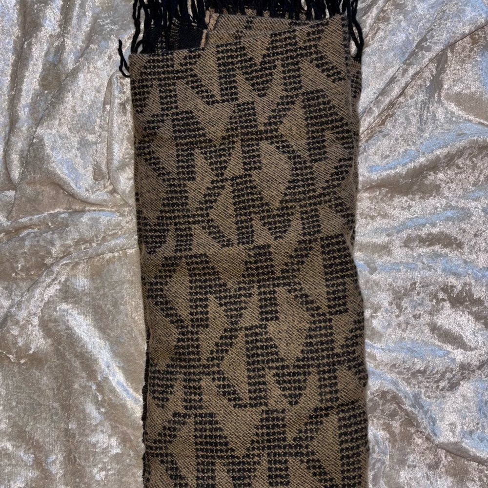 Michael Kors Black and Tan Checkered Scarf